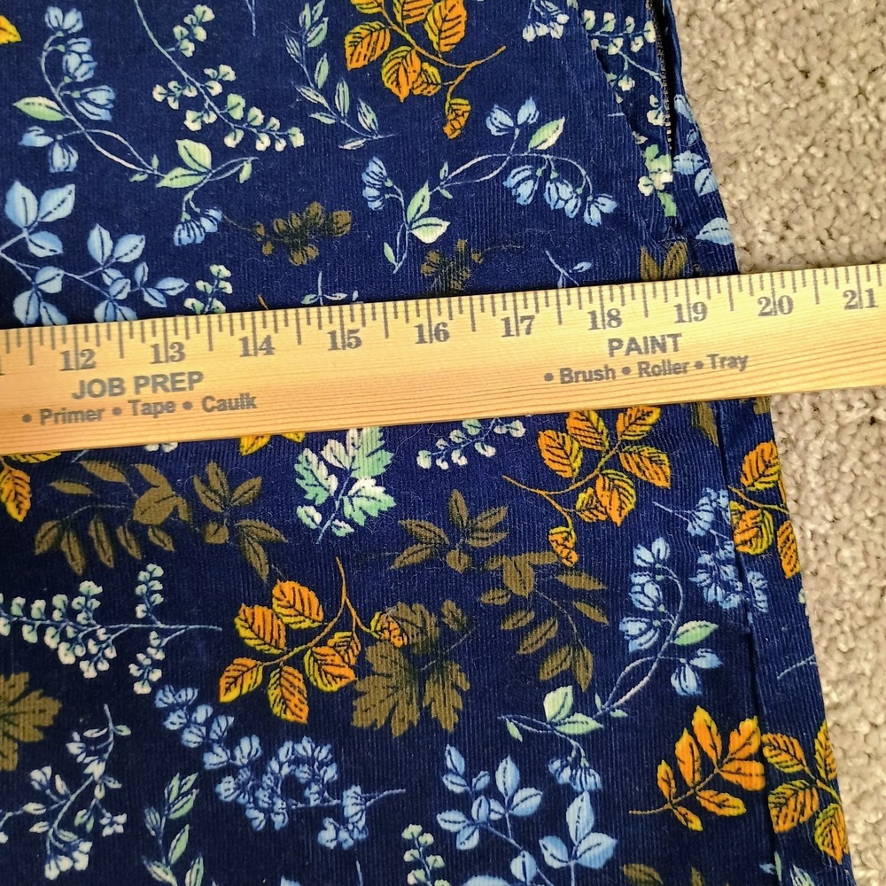 Talbots Womens Navy Corduroy Pencil Skirt Leaves Floral Pockets Side Zip Size 6 - Picture 11 of 13